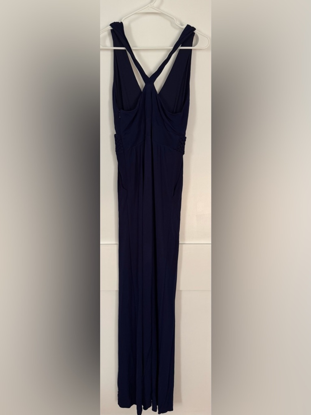 Maeve Anthropologie YUMA Navy V-Neck Dress with Braided Waist Detail - Picture 4 of 6
